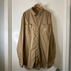Carhartt FR Force Relaxed-Fit Lightweight Long-Sleeve Button-Front Shirt Tan XL